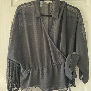 FAVLUX Black Sheer Blouse